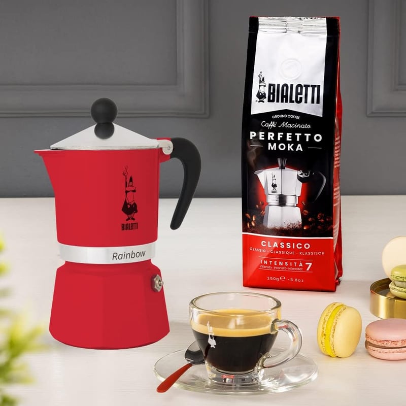 Bialetti Rainbow Moka Kávéfőző 3 Személyes Alumínium Espresso Készülék - 6-cup, Red