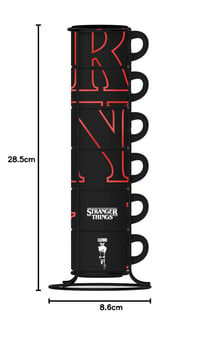 Set 6 Cești de Espresso Stivuibile Bialetti Stranger Things - Luminează în întuneric, Fluorescente, 80 ml, Negru 3