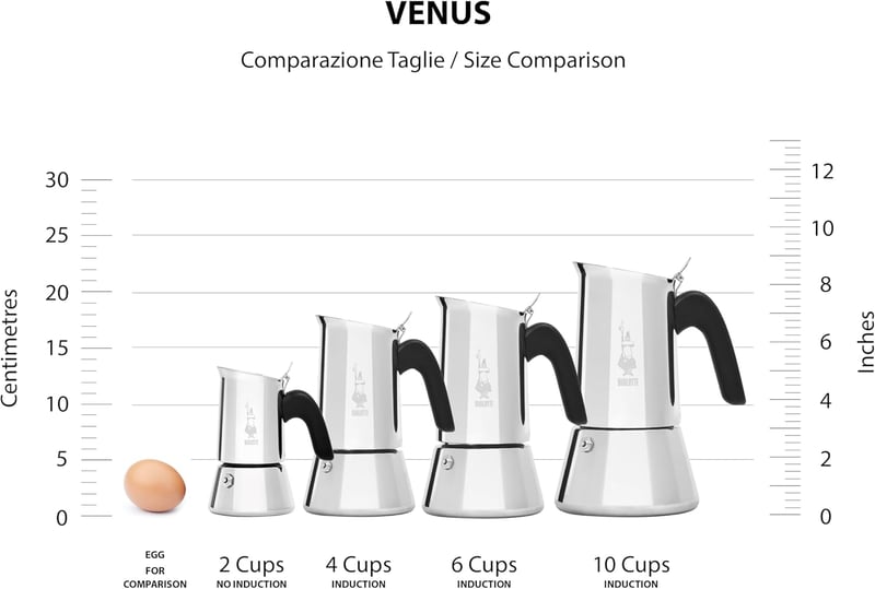 Bialetti Venus Indukciós Moka Kanna Rozsdamentes Acél 4 Csészés - 4 cups, New Venus