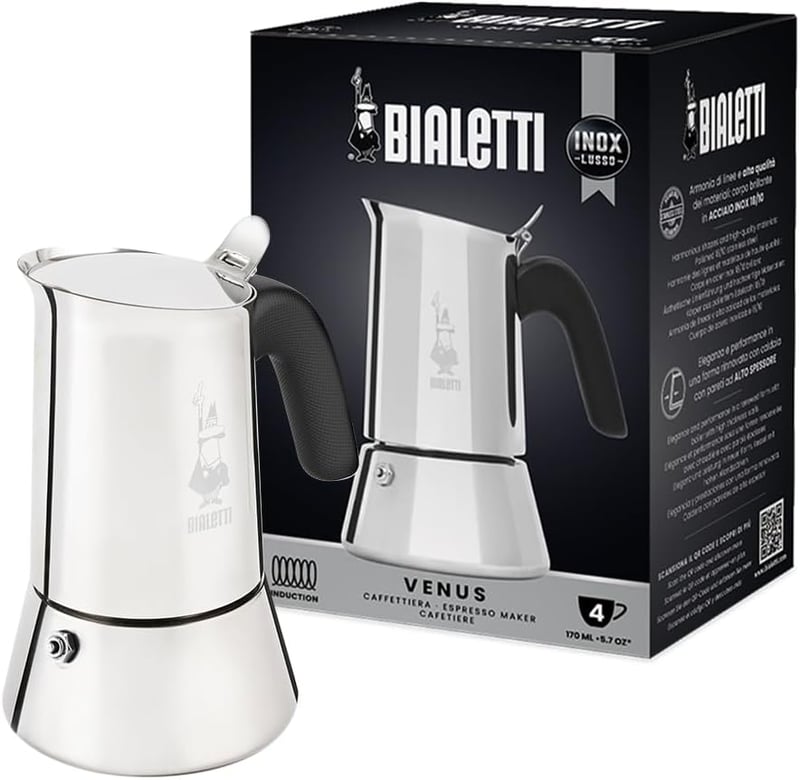 Bialetti Venus Indukciós Moka Kanna Rozsdamentes Acél 4 Csészés - 4 cups, New Venus