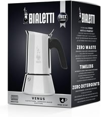 Bialetti Venus Moka Kanna Rozsdamentes Acél 2 Személyes 85ml Gázhoz Elektromos Főzőlaphoz - 2 cup, New Venus 3