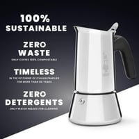 Bialetti Venus Moka Kanna Rozsdamentes Acél 2 Személyes 85ml Gázhoz Elektromos Főzőlaphoz - 2 cup, New Venus 4