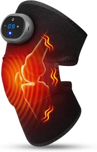 Aparat de masaj pentru genunchi BIBIRE cu termoterapie și vibrații, ameliorarea durerilor articulare, pentru coate, umeri, ligamente și întinderi musculare, două curele reglabile, pentru uz casnic 1