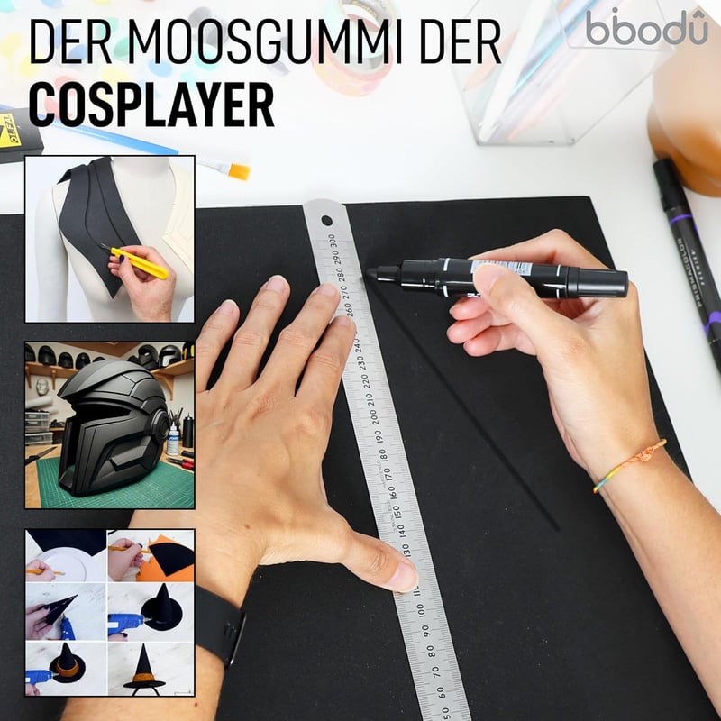BIBODU EVA Hab Tekercs 10 mm Fekete - 99x37 cm Cosplay Barkács Hab 80 kg/m3 Sűrűség DIY Kézműves Projektek