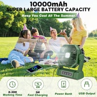BIBURY Kemping Ventilátor LED Lámpával - 10000mAh Akkumulátoros Asztali Ventilátor Távirányítóval, 4 Sebességgel, Időzítővel, Powerbank Funk 2