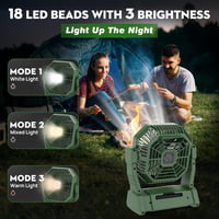 BIBURY Kemping Ventilátor LED Lámpával - 10000mAh Akkumulátoros Asztali Ventilátor Távirányítóval, 4 Sebességgel, Időzítővel, Powerbank Funk 4