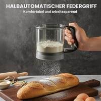 Sită de Făină cu O Mână Bibykivn, Presărător de Zahăr Pudră cu Scală, Distribuitor Manual de Făină, Sită Dublă din Oțel Inoxidabil pentru Pudră de Migdale, Zahăr Pudră, Pudră de Cacao, Scorțișoară 2