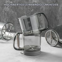 Sită de Făină cu O Mână Bibykivn, Presărător de Zahăr Pudră cu Scală, Distribuitor Manual de Făină, Sită Dublă din Oțel Inoxidabil pentru Pudră de Migdale, Zahăr Pudră, Pudră de Cacao, Scorțișoară 6