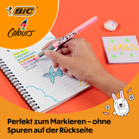 Guľôčkové pero BIC 4 Colours Decors Kawaii so stredným hrotom (1,0 mm) + zvýrazňovač BIC Highlighter Grip Decors, rôzne vzory Kawaii, balenie 4 ks 6