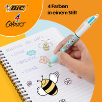 Guľôčkové pero BIC 4 Colours Decors Kawaii so stredným hrotom (1,0 mm) + zvýrazňovač BIC Highlighter Grip Decors, rôzne vzory Kawaii, balenie 4 ks 2