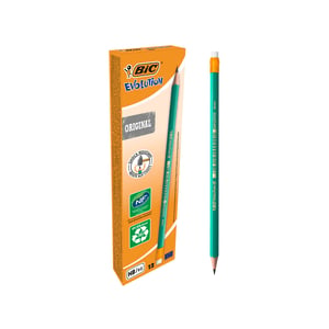 Ceruzka BIC Ecolutions Evolution 655 HB s gumou – zelená – 12 ks