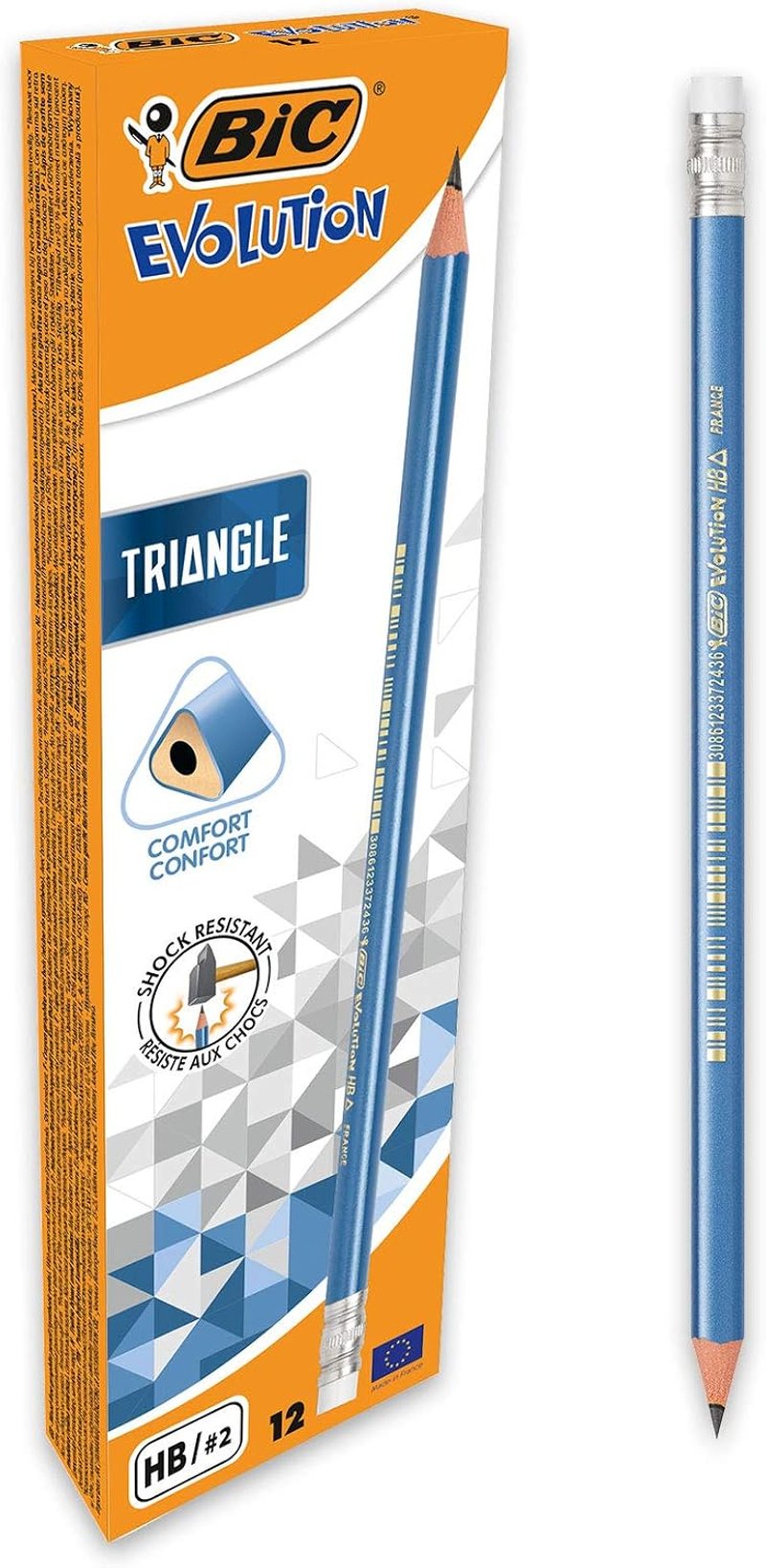BIC Evolution Triangle HB háromszögletű ceruza radírral 12 db - 12 pieces (pack of 1)