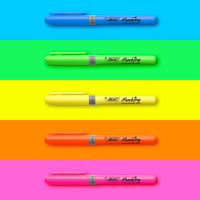 Set markere fluorescente BIC Highlighter Grip, 24 bucăți, culori asortate (neon și pastel), vârf tesit, grosime linie 1,6-3,4 mm, tehnologie anti-uscare 4
