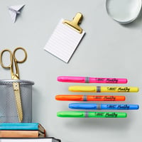 Set markere fluorescente BIC Highlighter Grip, 24 bucăți, culori asortate (neon și pastel), vârf tesit, grosime linie 1,6-3,4 mm, tehnologie anti-uscare 7