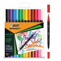 Set carioci cu două capete BIC Intensity Dual Tip, 12 culori diferite, vârf pensulă și vârf fin, 12 bucăți 1