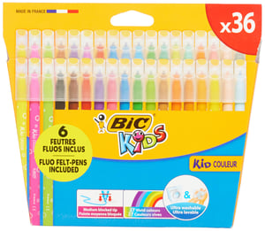 BIC Kids Kid Couleur perivi flomasteri za djecu, srednji vrh, miješane boje, set od 36 komada