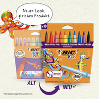Set Carioci cu Pensulă BIC Kids Visaquarelle – 10 Bucăți, Carioci Lavabile pentru Copii, Culori Asortate 2