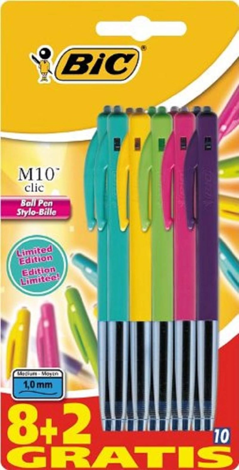 BIC M10 Clic golyóstoll - vegyes színek - 10 db