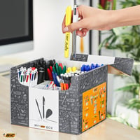 Set papetărie BIC My BIC Box 124 bucăți - 75 pixuri, 24 creioane mecanice, 8 rollere corectoare, 7 markere, 8 markere fluorescente, 2 lipiciuri solid (21g) 5