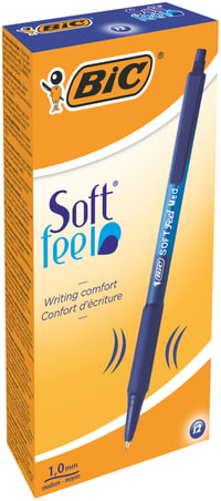 Guľôčkové pero BIC Soft Feel Clic, výsuvné, 1,0 mm, 12 ks – modré 1