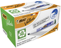 Set 12 markere pentru tablă albă BIC Velleda 1751, vârf tesit, verde 1