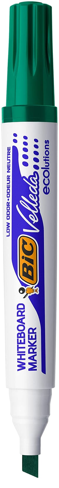Set 12 markere pentru tablă albă BIC Velleda 1751, vârf tesit, verde 3