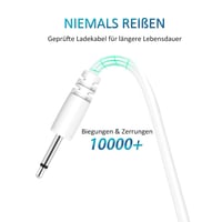Bicmice 2.5 mm DC USB Töltőkábel Masszírozó Készülékekhez - Gyorstöltés, Réz Vezeték, 2 db Csomag, Fehér, 80 cm 3