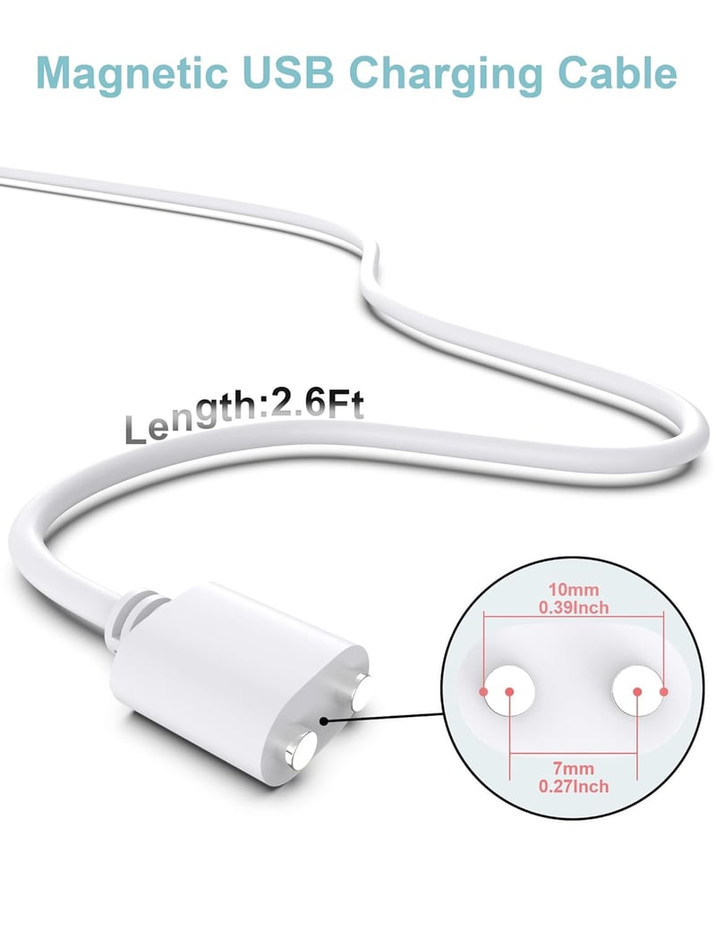Bicmice Mágneses USB DC Töltőkábel 7mm - Fehér Réz Csatlakozó, Tartós Kivitel, Cserélhető Töltővezeték Számítógéphez