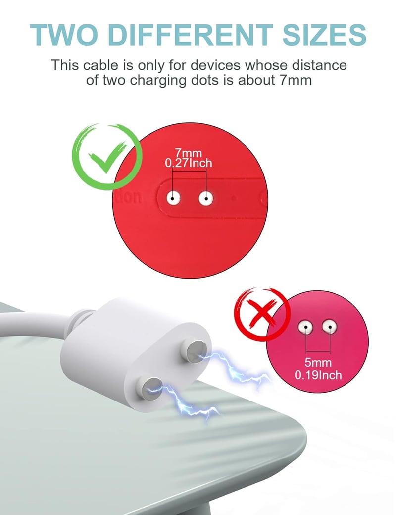 Bicmice Mágneses USB DC Töltőkábel 7mm - Fehér Réz Csatlakozó, Tartós Kivitel, Cserélhető Töltővezeték Számítógéphez