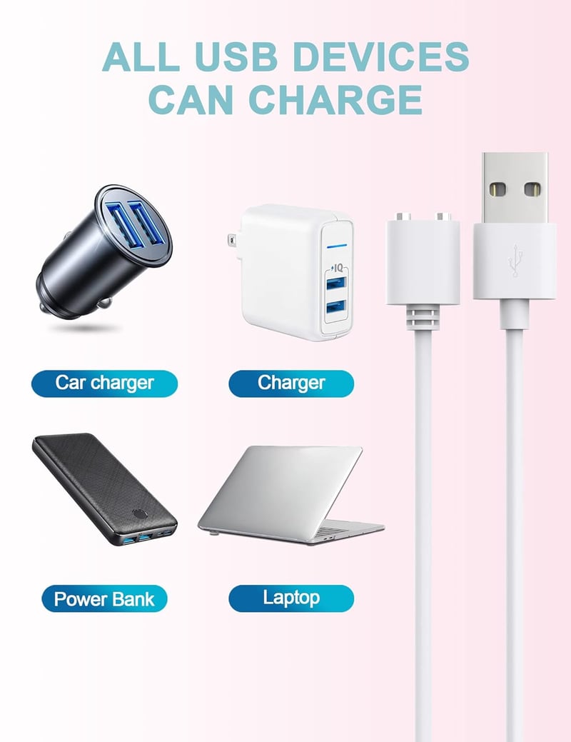 Bicmice Mágneses USB DC Töltőkábel 7mm - Fehér Réz Csatlakozó, Tartós Kivitel, Cserélhető Töltővezeték Számítógéphez
