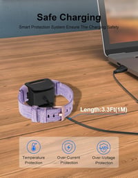 Bicmice USB Töltőkábel 1m Fitbit Charge 3/3SE Aktivitásmérőhöz - Fekete Réz Vezeték Rövidzárlat Elleni Védelemmel 4