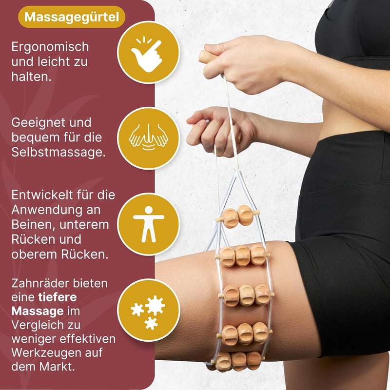 BICTIVE Professzionális Maderoterápiás Készlet 6 Darabos Fa Masszázs Roller Cellulitisz Ellen Limfadrenázs Eszköz