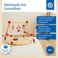 Centru de activități pentru bebeluși Bieco din lemn, cu arcade, figurine, zornăitori și mingi, înălțime reglabilă, multicolor 2