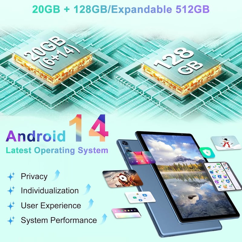 BIEGEDY B22 10" Tablet Android 14 Octa-Core, 20GB RAM, 128GB Tárhely, 5G WiFi, Bluetooth 5.0, 6000mAh Akkumulátor, Billentyűzettel és Egérre