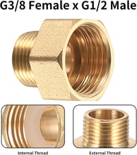 BieMian 1/2" - 3/8" Sárgaréz Csökkentő Adapter 4db Csőcsatlakozó 3