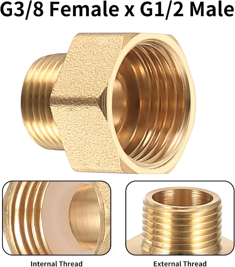 BieMian 1/2" - 3/8" Sárgaréz Csökkentő Adapter 4db Csőcsatlakozó