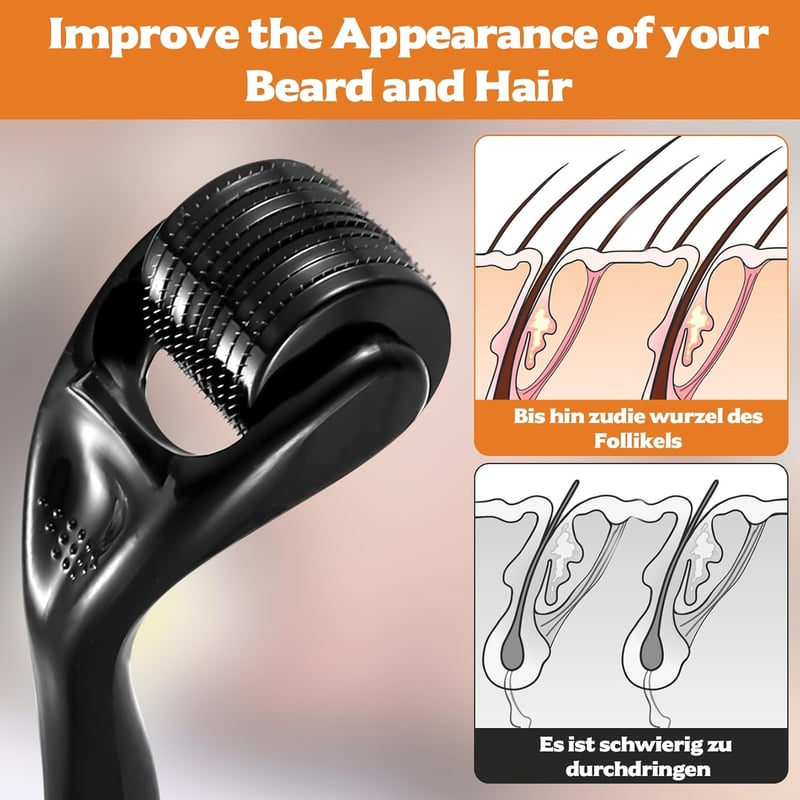 BieMian Beard Roller 0,5 mm Szakállnövekedéshez Microneedling Dermaroller