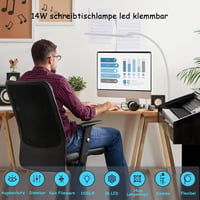 BIENSER LED Asztali Lámpa Csiptetős Gooseneck, 5 Szín 10 Fokozat Dimmelhető 2