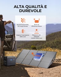 Panou solar pliabil BigBlue 200 W tip N, ETFE, cu suport IP68, pentru generatoare portabile și baterii, ideal pentru camping 2
