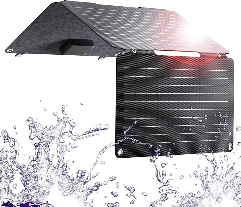 BigBlue 30W napelemes töltő állvánnyal, IP65 vízálló, USB-C és USB-A portokkal