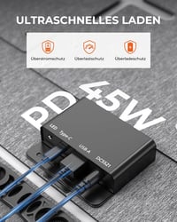 BigBlue 60W összecsukható napelemes töltő QC3.0 PD45W vízálló kempingezéshez 2