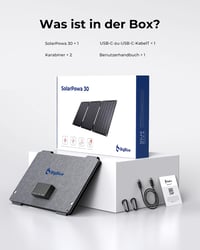 Prenosná solárna nabíjačka BigBlue SolarPowa 30W ETFE – vodoodolnosť IP68, USB-C PD 24W, USB-A, DC – kompatibilná s iPhone, Samsung, iPad 7