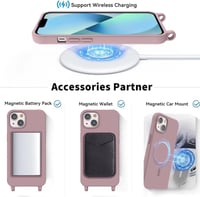 Puzdro Bigcousin na iPhone 13 Pro 6,1" s popruhom na krk, silikónový kryt kompatibilný s MagSafe s nastaviteľnou a odnímateľnou retiazkou, čierne 4