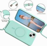 Bigcousin magnetický obal na telefón Samsung Galaxy S24 – kompatibilný s MagSafe, šnúrka na krk a nastaviteľný ramenný popruh, silikónové puzdro s retiazkou, ružové zlato 3
