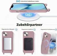 Bigcousin magnetický obal na telefón Samsung Galaxy S24 – kompatibilný s MagSafe, šnúrka na krk a nastaviteľný ramenný popruh, silikónové puzdro s retiazkou, ružové zlato 4