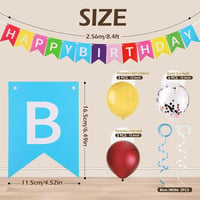 Bighan Szülinapi Banner 10 Fólia Lufikal és Szalagokkal Születésnapi Dekoráció 2