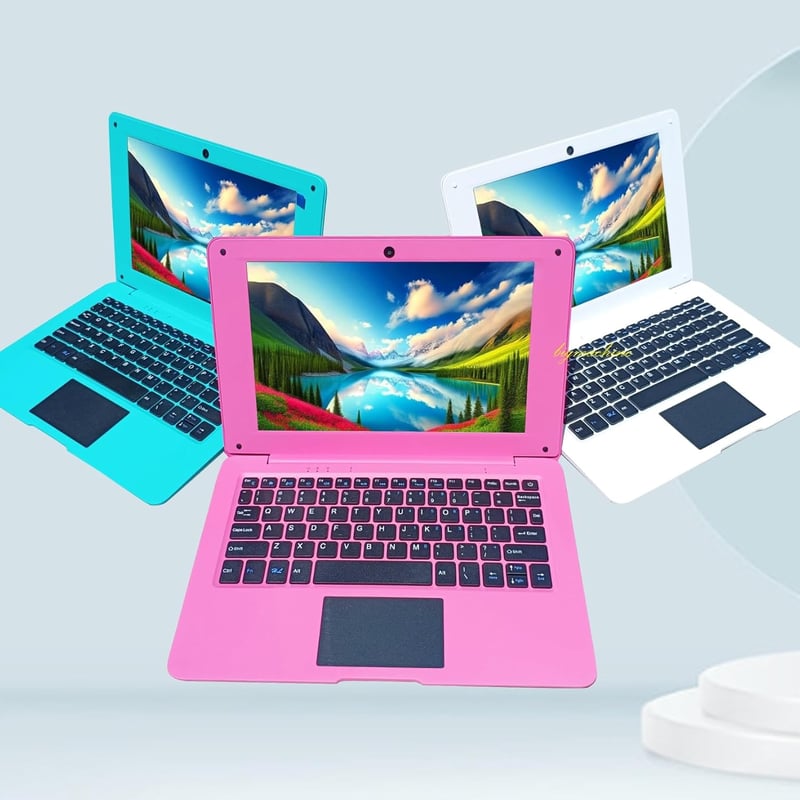 Bigmachine 10 hüvelykes mini laptop Android 12 64GB WiFi webkamera Bluetooth rózsaszín - Pink