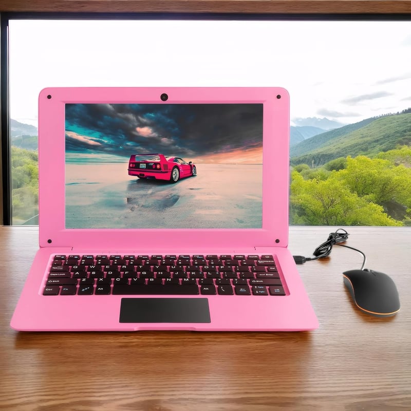 Bigmachine 10 hüvelykes mini laptop Android 12 64GB WiFi webkamera Bluetooth rózsaszín - Pink