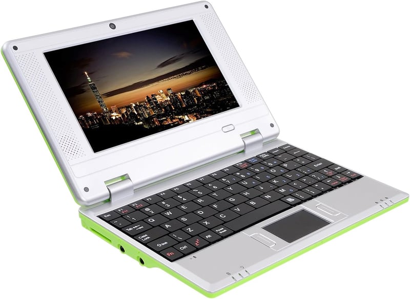 Bigmachine 7 Hüvelykes Hordozható Mini Laptop Android 12 Quad Core 32GB WiFi Kamera Zöld