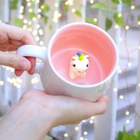 BigNoseDeer 3D Unikornis Bögre Tetővel, Kawaii Kávés Csésze Lányoknak, Ajándék Nőknek - Novelty 6
